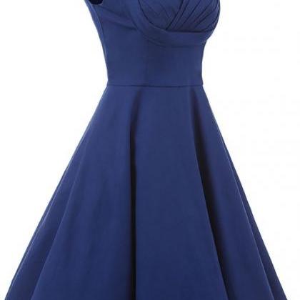 Uhc0008, A-line, Halte, Knee Length, Satin, With Zipper, Royal Blue ...