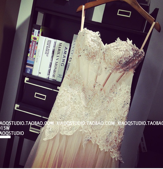 Custom Made Hand Made Backless Prom Dresses 2015, V Neck Evening