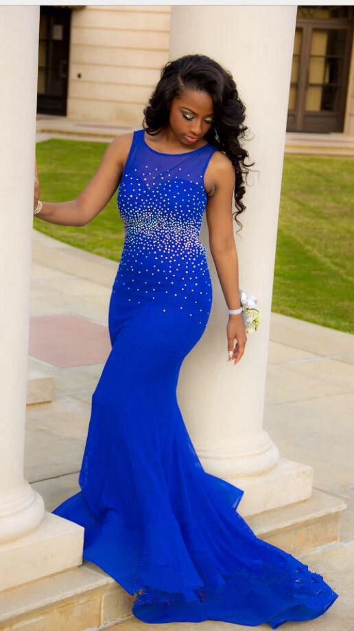 royal blue mermaid evening gown