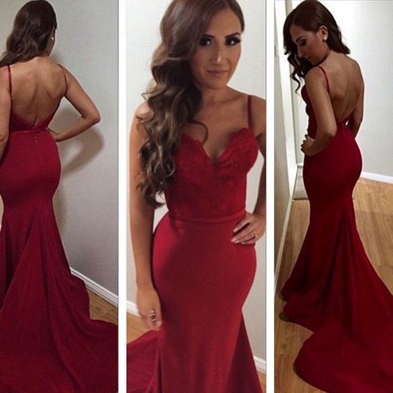 red backless evening gown