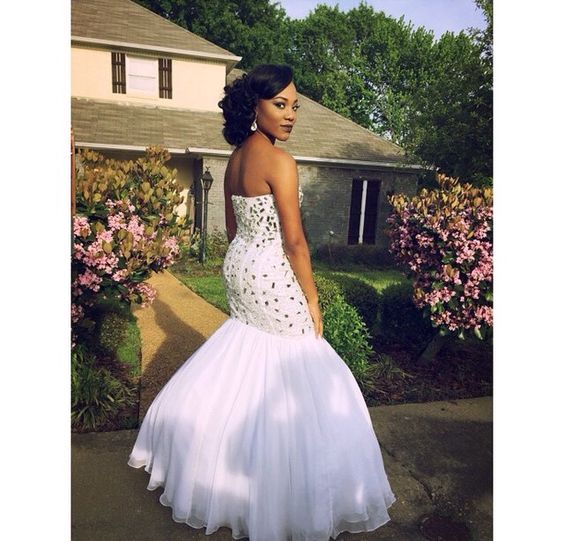 white diamond prom dress