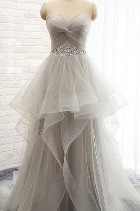Upd0120, Fashion, Long, Tulle Prom Dresses, Evening Dresses, Party Dresses, Sweetheart, High-low Prom Dresses