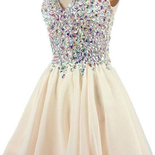 Charming Homecoming Dress, Chiffon Homecoming Dress, With Diamond Prom ...