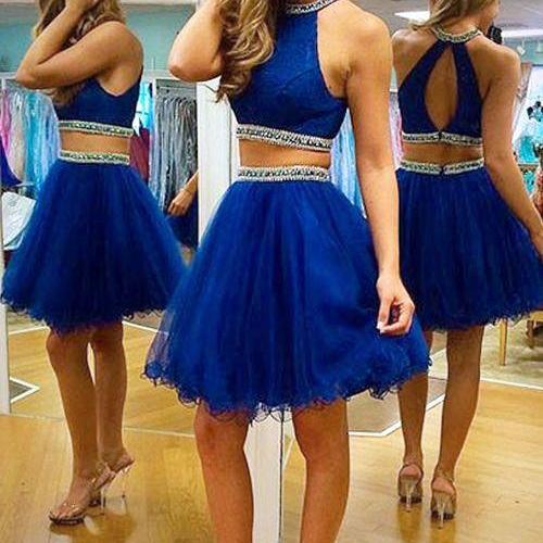 Two Pieces, Short Prom Dresses,,charming Homecoming Dresses, Open Back ...